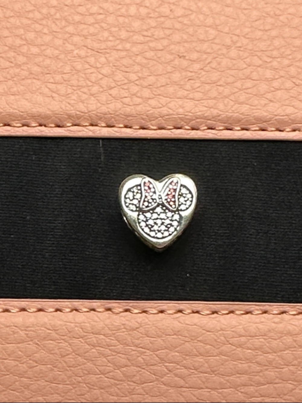 Pandora Silver Heart Charm with Pink Accented Bow
